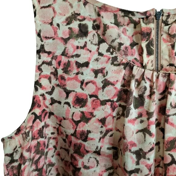 (941) LOFT Blush Pink Brown Patterns Sleeveless Top Size Medium - Picture 3 of 6